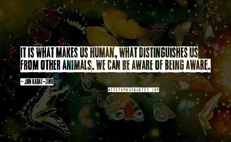 Jon Kabat-Zinn Quotes: It is what makes us human, what distinguishes us from other animals. We can be aware of being aware.