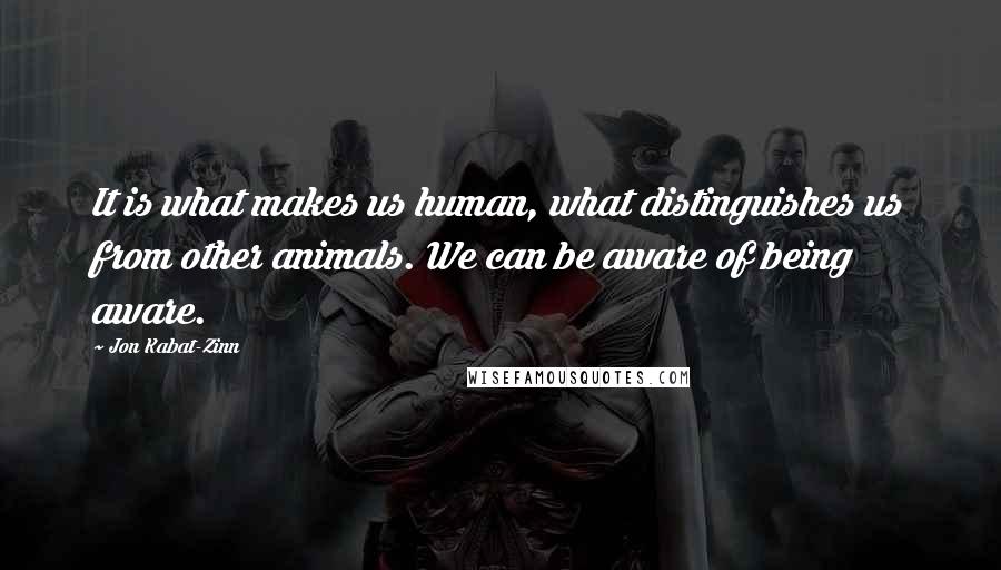 Jon Kabat-Zinn Quotes: It is what makes us human, what distinguishes us from other animals. We can be aware of being aware.