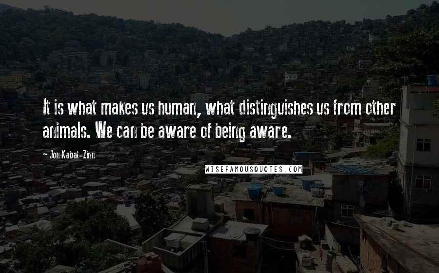 Jon Kabat-Zinn Quotes: It is what makes us human, what distinguishes us from other animals. We can be aware of being aware.