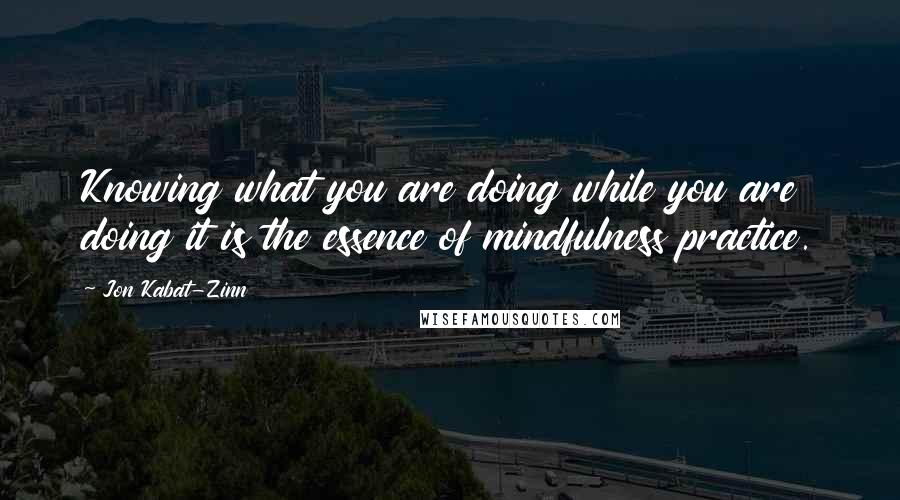 Jon Kabat-Zinn Quotes: Knowing what you are doing while you are doing it is the essence of mindfulness practice.