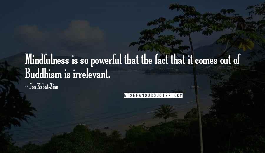 Jon Kabat-Zinn Quotes: Mindfulness is so powerful that the fact that it comes out of Buddhism is irrelevant.