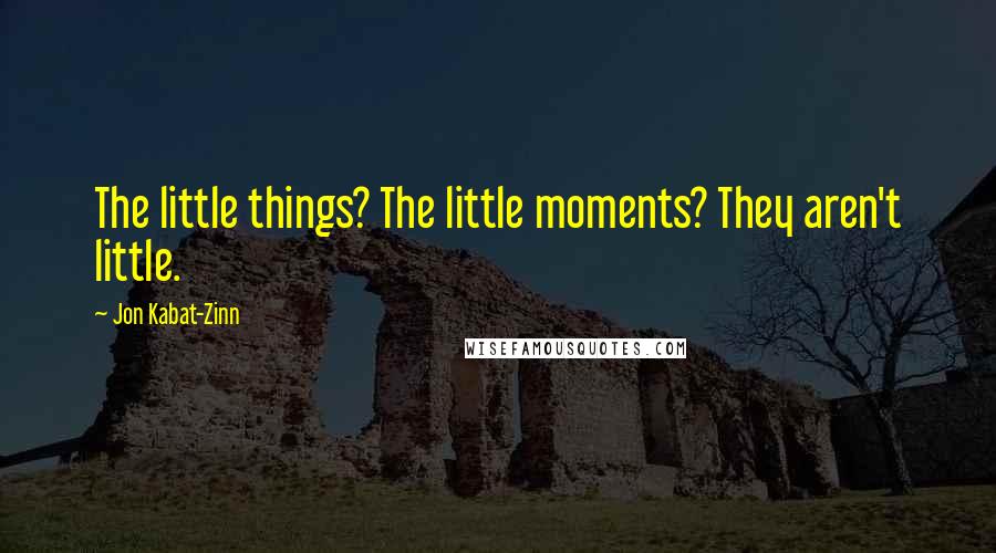 Jon Kabat-Zinn Quotes: The little things? The little moments? They aren't little.