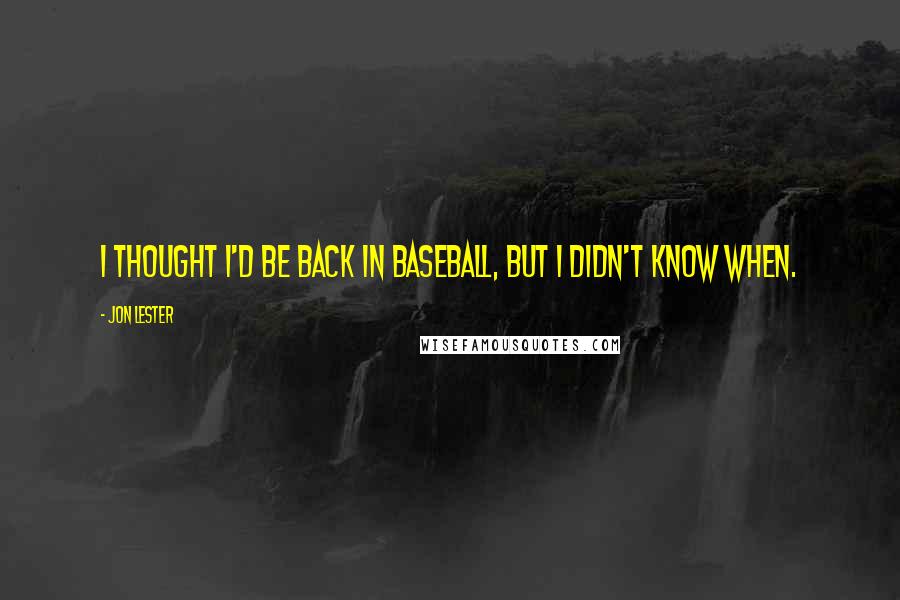 Jon Lester Quotes: I thought I'd be back in baseball, but I didn't know when.