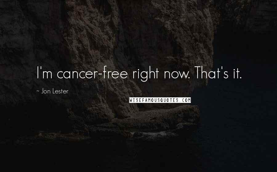 Jon Lester Quotes: I'm cancer-free right now. That's it.