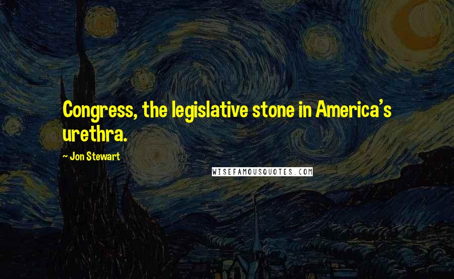 Jon Stewart Quotes: Congress, the legislative stone in America's urethra.