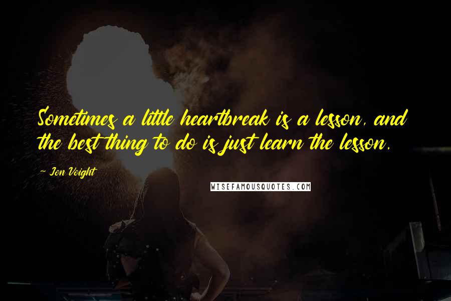 Jon Voight Quotes: Sometimes a little heartbreak is a lesson, and the best thing to do is just learn the lesson.