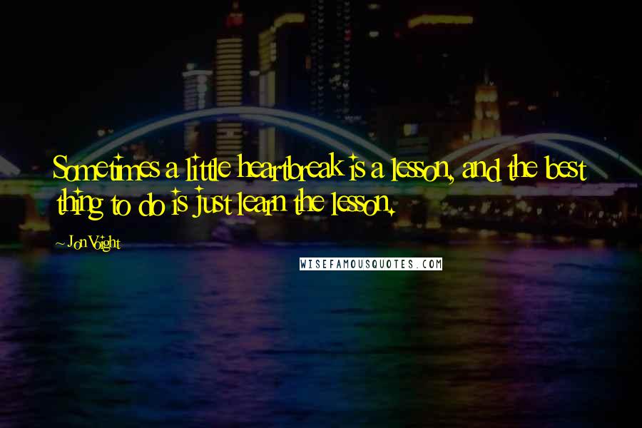 Jon Voight Quotes: Sometimes a little heartbreak is a lesson, and the best thing to do is just learn the lesson.