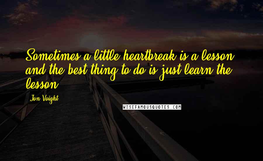 Jon Voight Quotes: Sometimes a little heartbreak is a lesson, and the best thing to do is just learn the lesson.