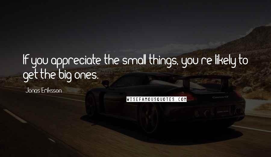 Jonas Eriksson Quotes: If you appreciate the small things, you're likely to get the big ones.