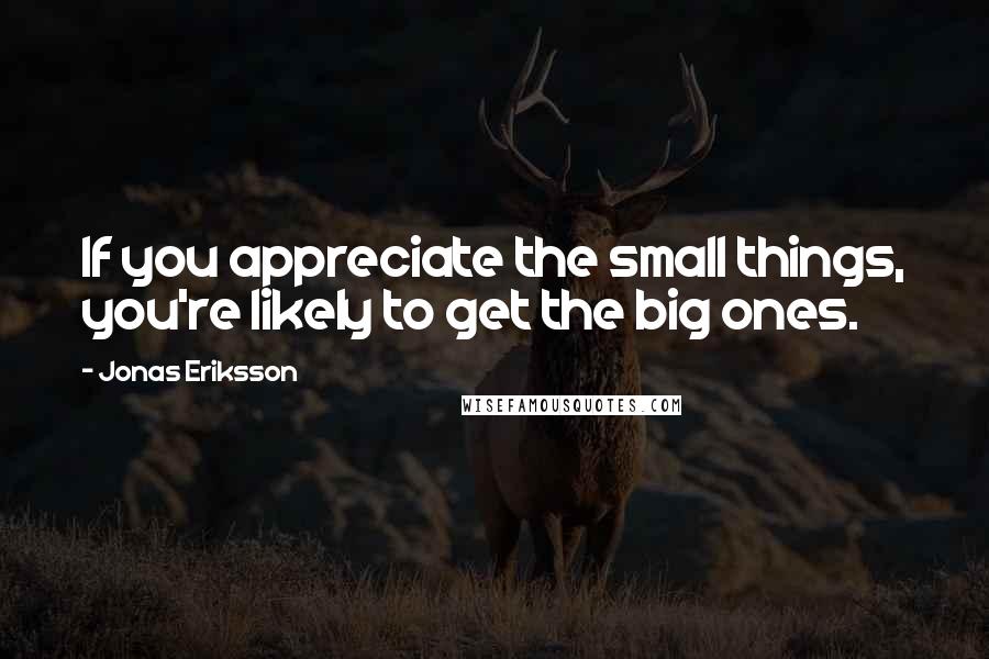 Jonas Eriksson Quotes: If you appreciate the small things, you're likely to get the big ones.