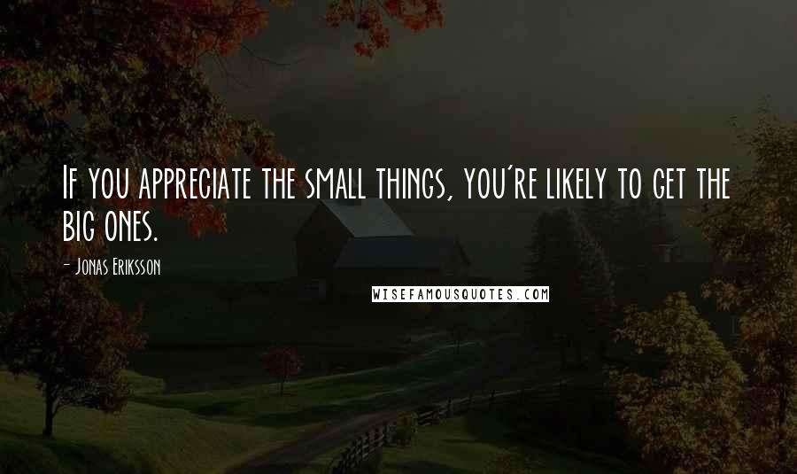 Jonas Eriksson Quotes: If you appreciate the small things, you're likely to get the big ones.
