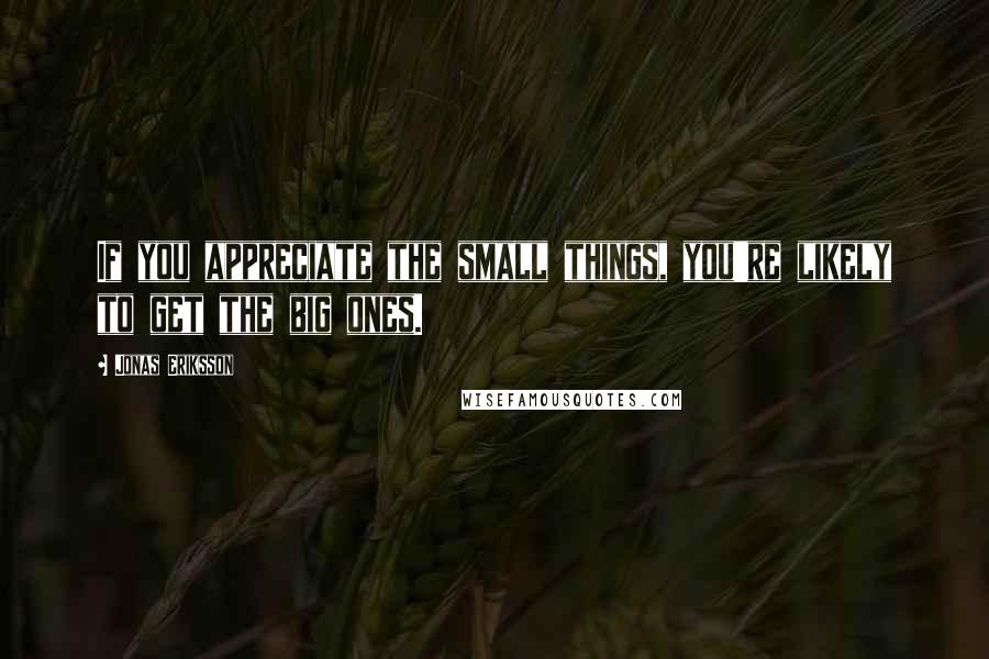 Jonas Eriksson Quotes: If you appreciate the small things, you're likely to get the big ones.