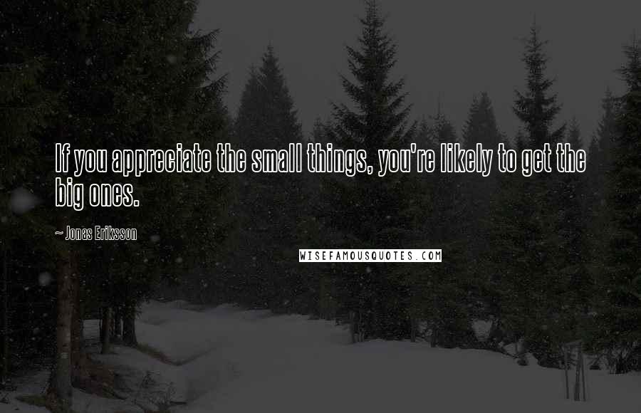 Jonas Eriksson Quotes: If you appreciate the small things, you're likely to get the big ones.