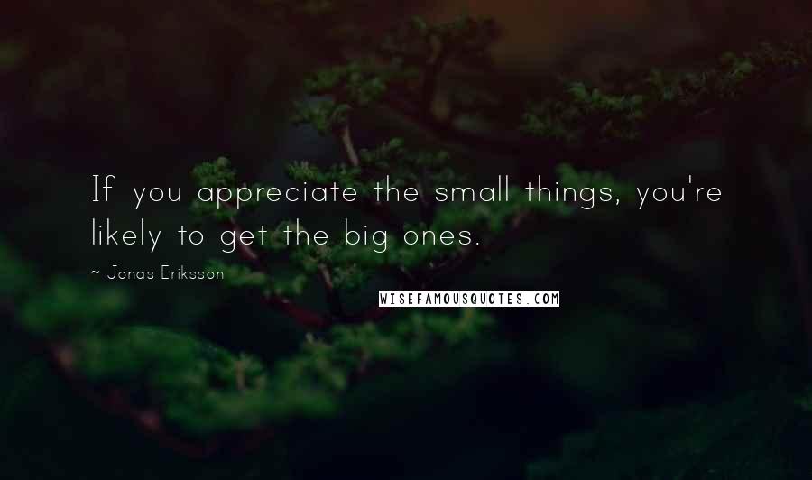 Jonas Eriksson Quotes: If you appreciate the small things, you're likely to get the big ones.