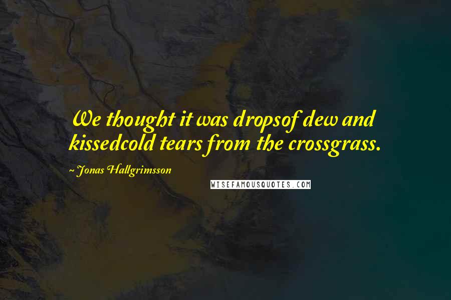 Jonas Hallgrimsson Quotes: We thought it was dropsof dew and kissedcold tears from the crossgrass.