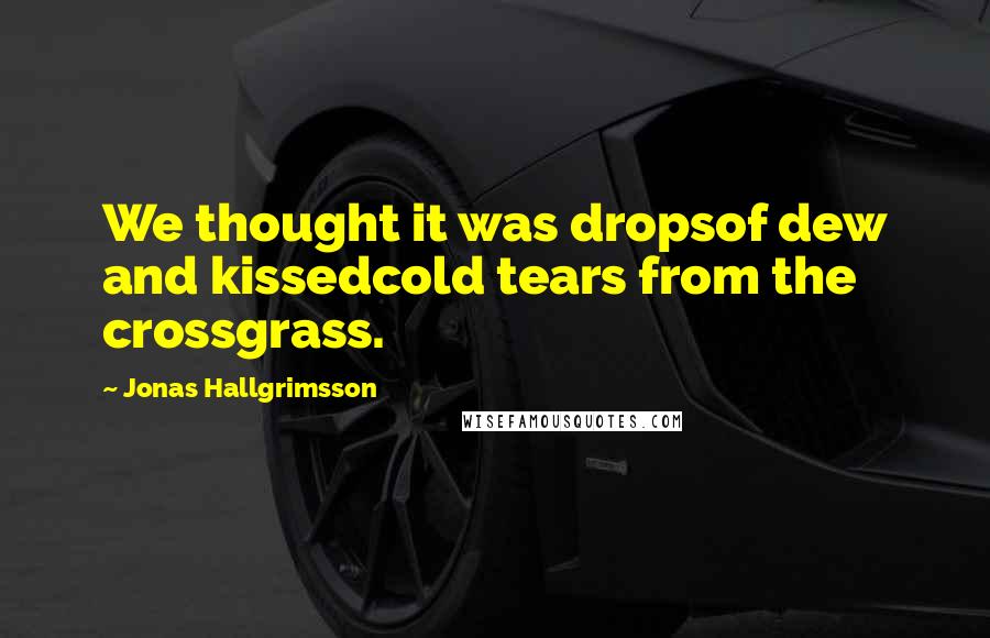 Jonas Hallgrimsson Quotes: We thought it was dropsof dew and kissedcold tears from the crossgrass.