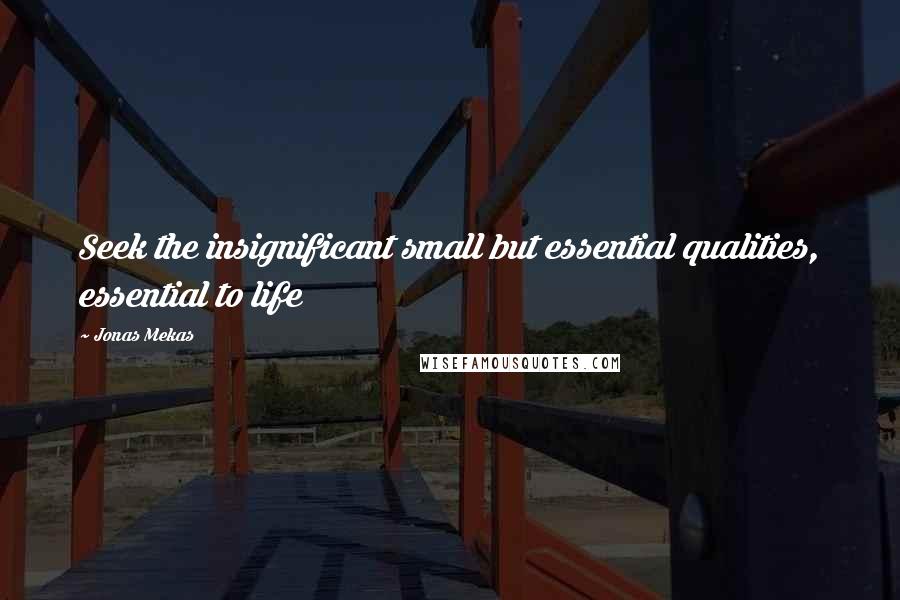 Jonas Mekas Quotes: Seek the insignificant small but essential qualities, essential to life