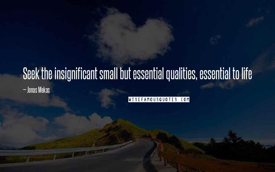 Jonas Mekas Quotes: Seek the insignificant small but essential qualities, essential to life