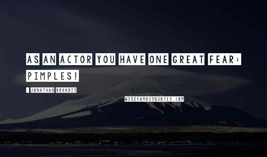 Jonathan Brandis Quotes: As an actor you have one great fear: pimples!