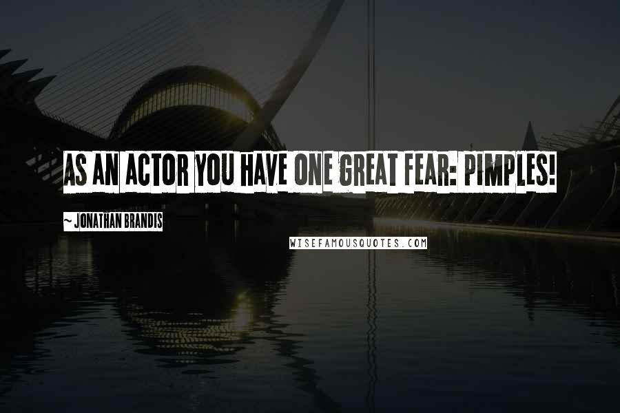 Jonathan Brandis Quotes: As an actor you have one great fear: pimples!
