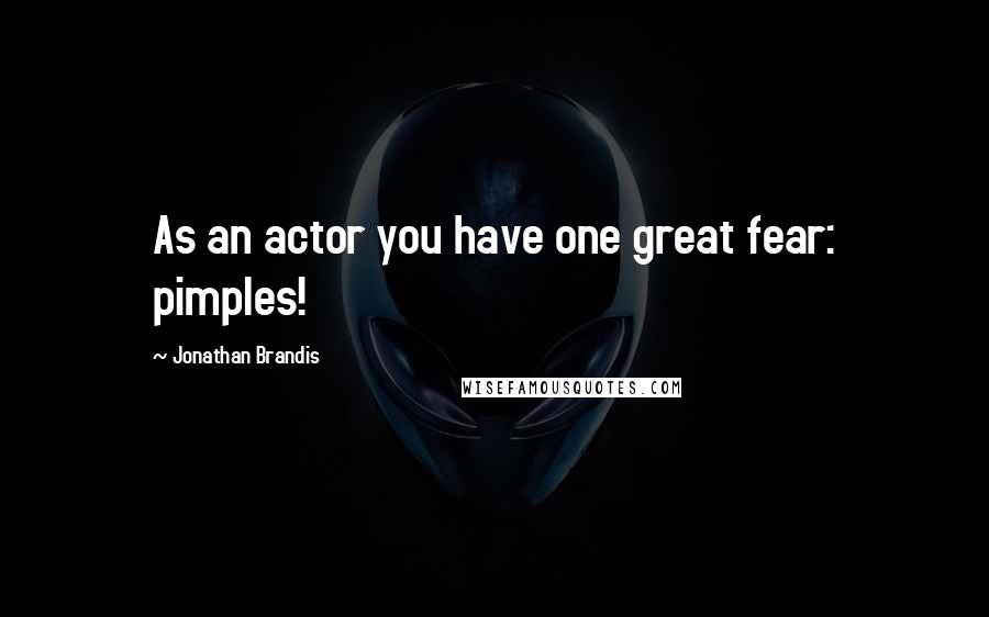 Jonathan Brandis Quotes: As an actor you have one great fear: pimples!