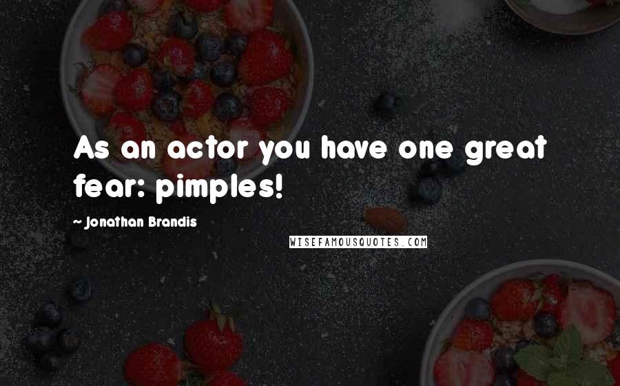 Jonathan Brandis Quotes: As an actor you have one great fear: pimples!