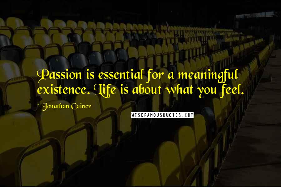 Jonathan Cainer Quotes: Passion is essential for a meaningful existence. Life is about what you feel.