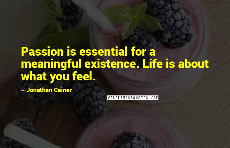 Jonathan Cainer Quotes: Passion is essential for a meaningful existence. Life is about what you feel.