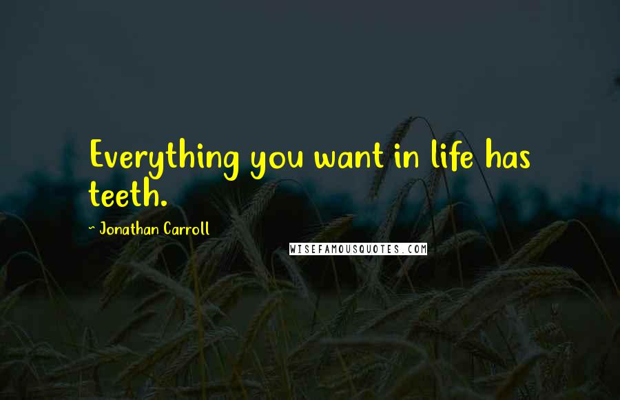 Jonathan Carroll Quotes: Everything you want in life has teeth.