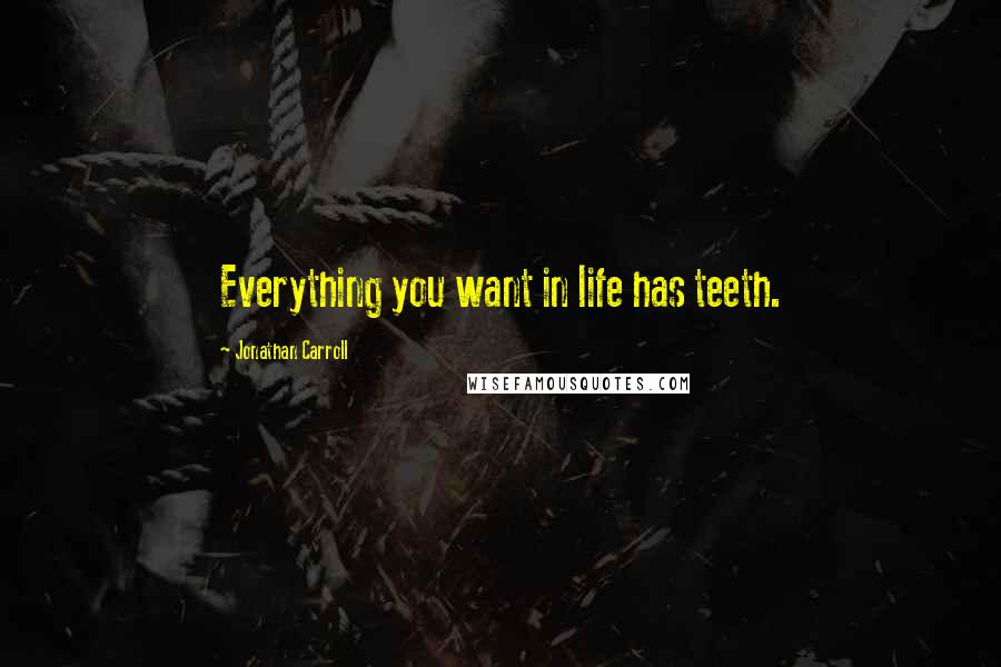 Jonathan Carroll Quotes: Everything you want in life has teeth.