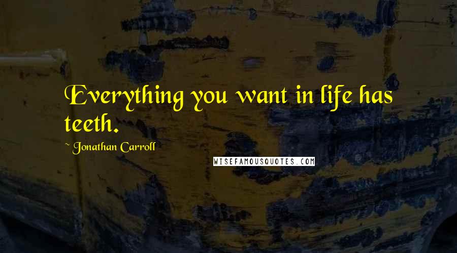 Jonathan Carroll Quotes: Everything you want in life has teeth.
