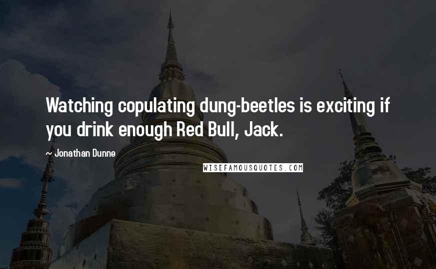 Jonathan Dunne Quotes: Watching copulating dung-beetles is exciting if you drink enough Red Bull, Jack.