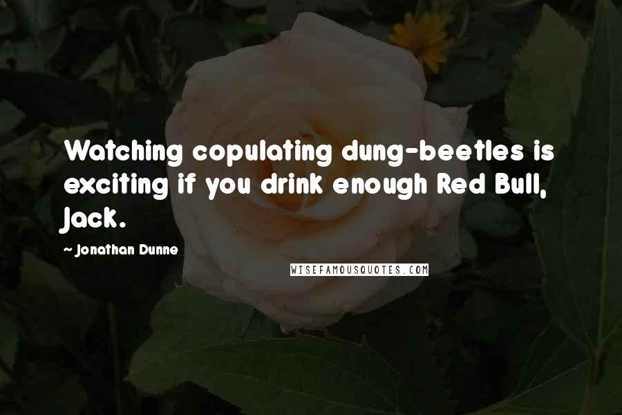 Jonathan Dunne Quotes: Watching copulating dung-beetles is exciting if you drink enough Red Bull, Jack.