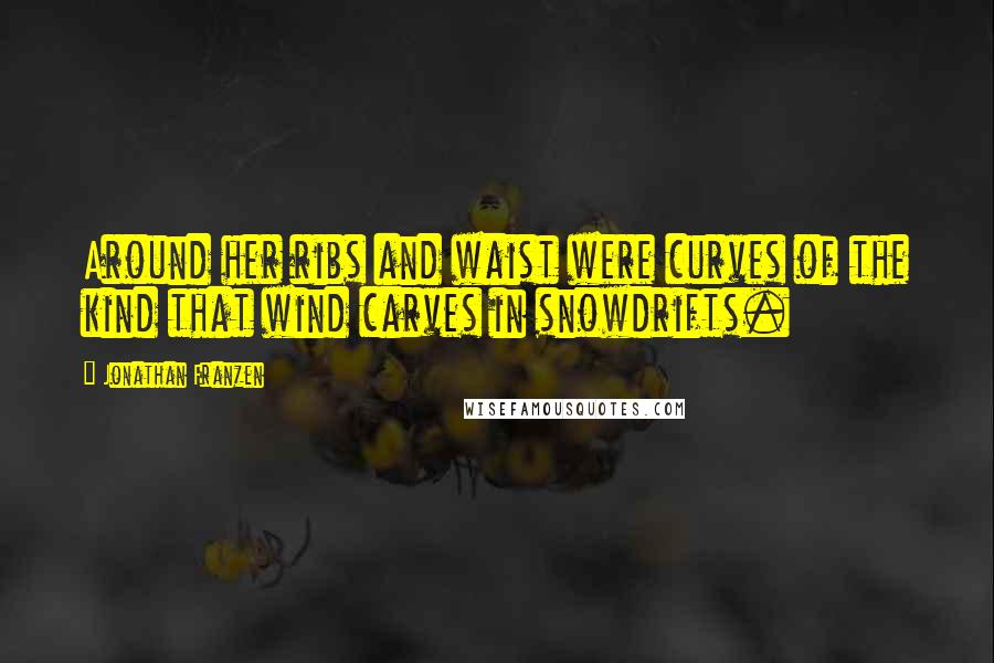 Jonathan Franzen Quotes: Around her ribs and waist were curves of the kind that wind carves in snowdrifts.