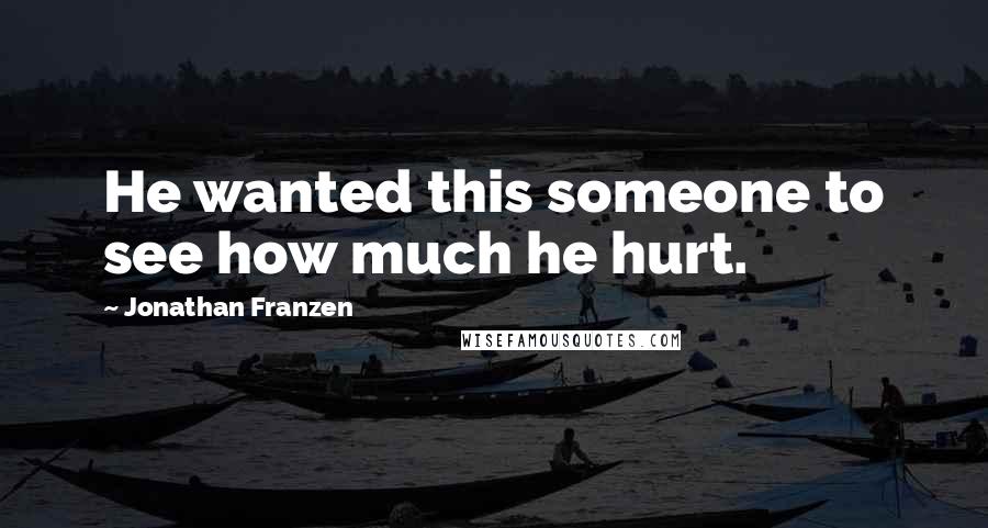 Jonathan Franzen Quotes: He wanted this someone to see how much he hurt.