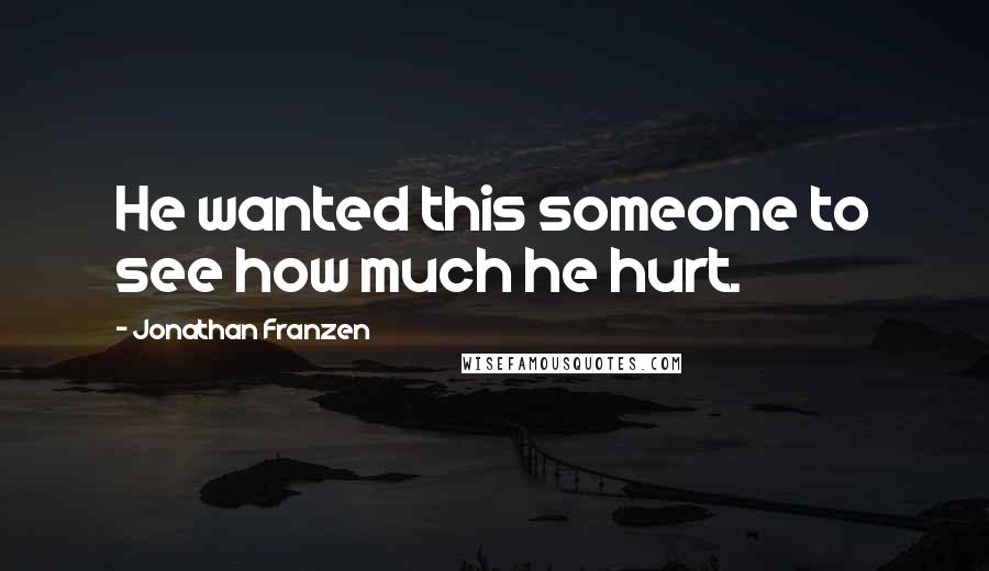 Jonathan Franzen Quotes: He wanted this someone to see how much he hurt.