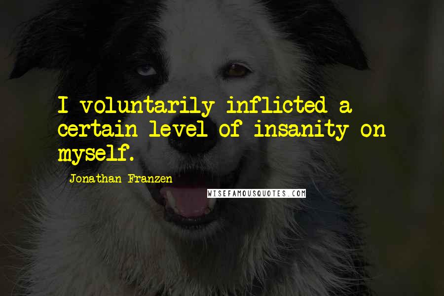 Jonathan Franzen Quotes: I voluntarily inflicted a certain level of insanity on myself.