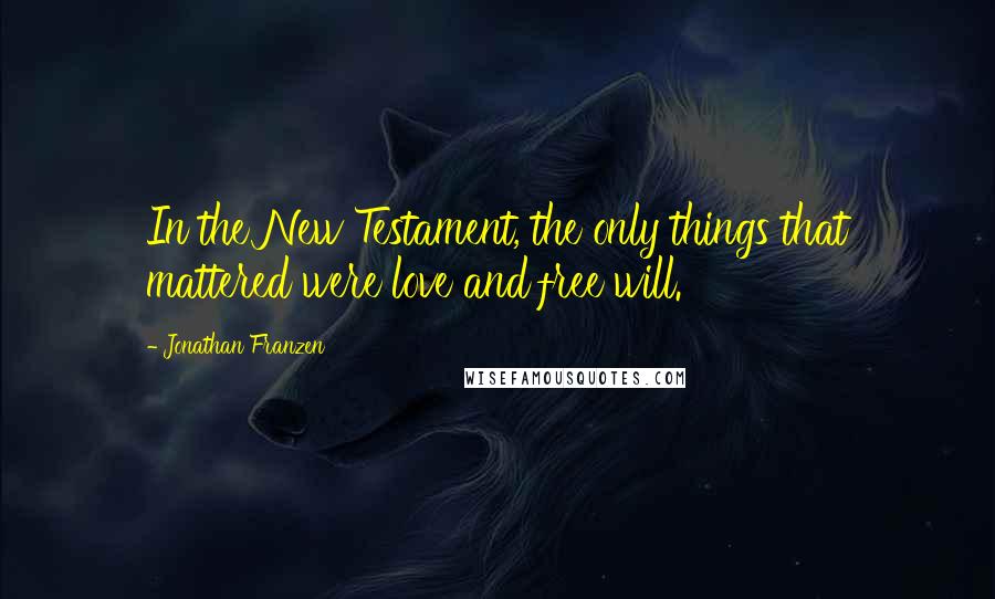 Jonathan Franzen Quotes: In the New Testament, the only things that mattered were love and free will.