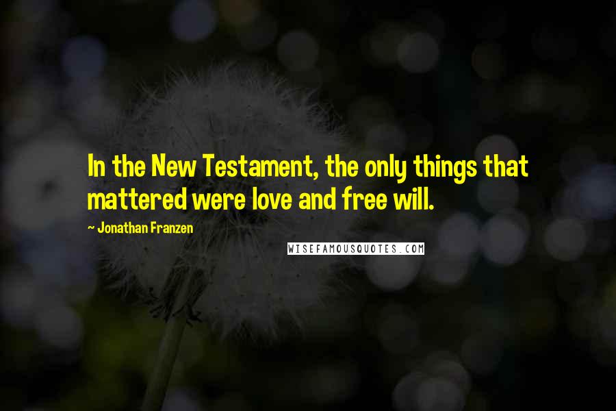 Jonathan Franzen Quotes: In the New Testament, the only things that mattered were love and free will.