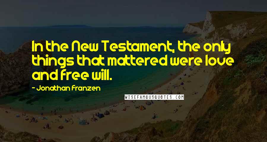 Jonathan Franzen Quotes: In the New Testament, the only things that mattered were love and free will.