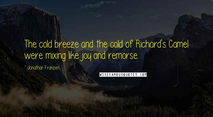 Jonathan Franzen Quotes: The cold breeze and the cold of Richard's Camel were mixing like joy and remorse.