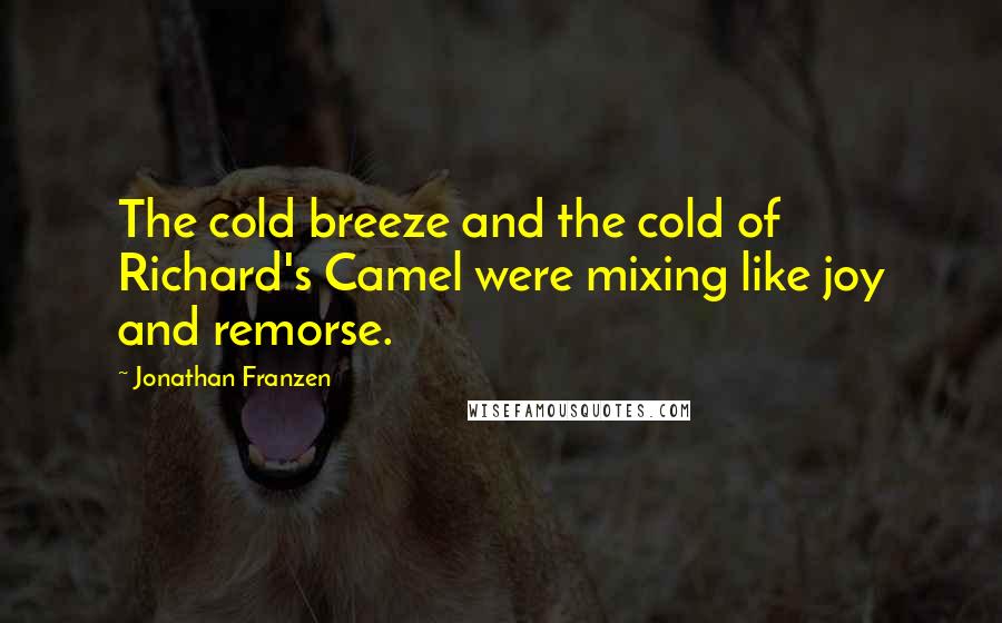 Jonathan Franzen Quotes: The cold breeze and the cold of Richard's Camel were mixing like joy and remorse.