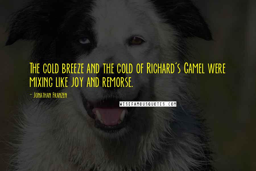 Jonathan Franzen Quotes: The cold breeze and the cold of Richard's Camel were mixing like joy and remorse.