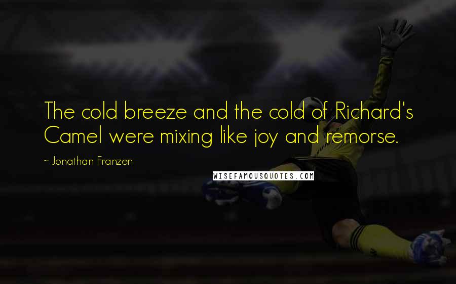 Jonathan Franzen Quotes: The cold breeze and the cold of Richard's Camel were mixing like joy and remorse.