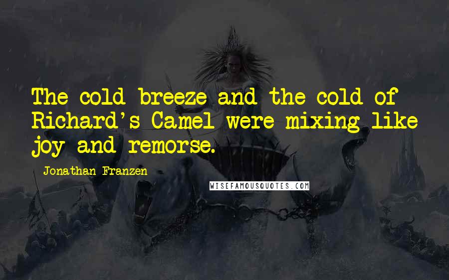 Jonathan Franzen Quotes: The cold breeze and the cold of Richard's Camel were mixing like joy and remorse.