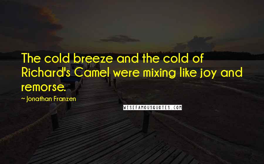 Jonathan Franzen Quotes: The cold breeze and the cold of Richard's Camel were mixing like joy and remorse.