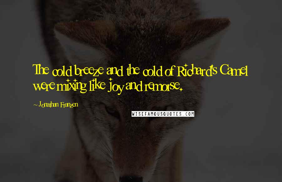 Jonathan Franzen Quotes: The cold breeze and the cold of Richard's Camel were mixing like joy and remorse.