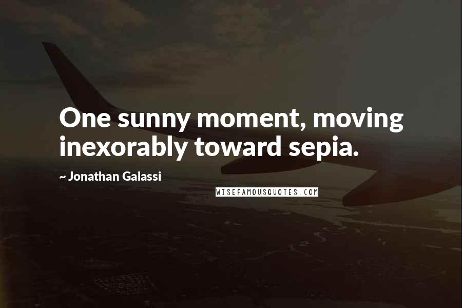 Jonathan Galassi Quotes: One sunny moment, moving inexorably toward sepia.