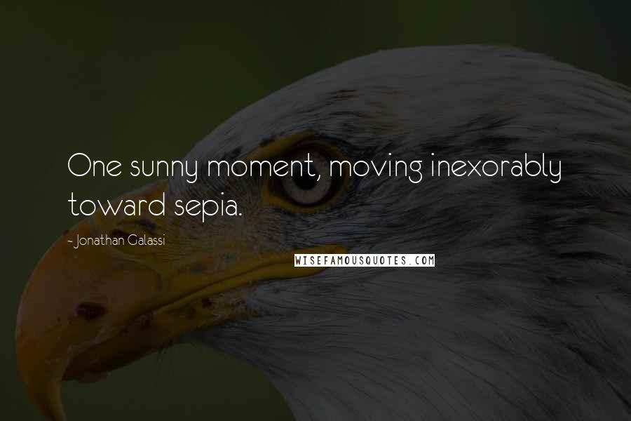 Jonathan Galassi Quotes: One sunny moment, moving inexorably toward sepia.