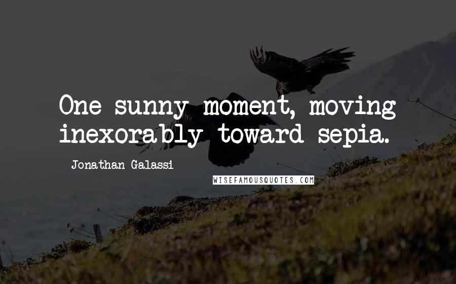 Jonathan Galassi Quotes: One sunny moment, moving inexorably toward sepia.